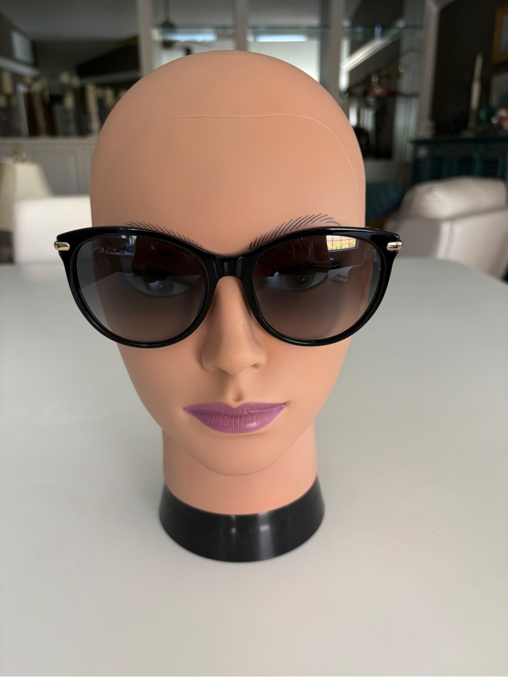 Gucci Black Frame Gradient Gray Lens Gold bamboo Temple Sunglasses
